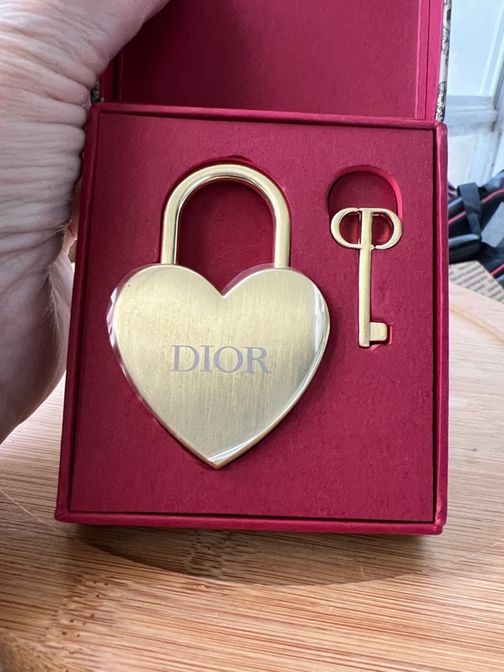 Dior Gold Heart Padlock and Key Set